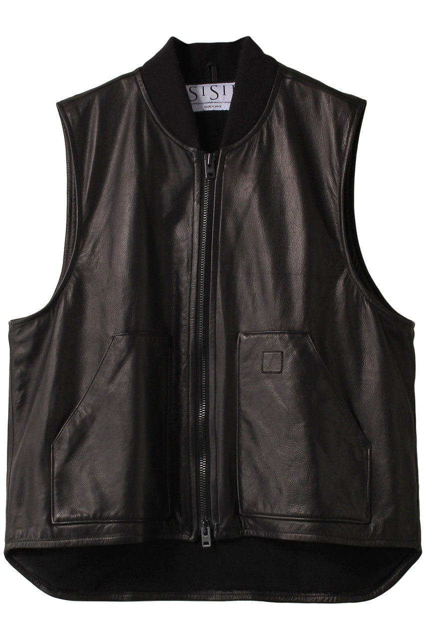 シシ/sisiiの【UNISEX】Loose fit rib vest(ブラック/223-OL)