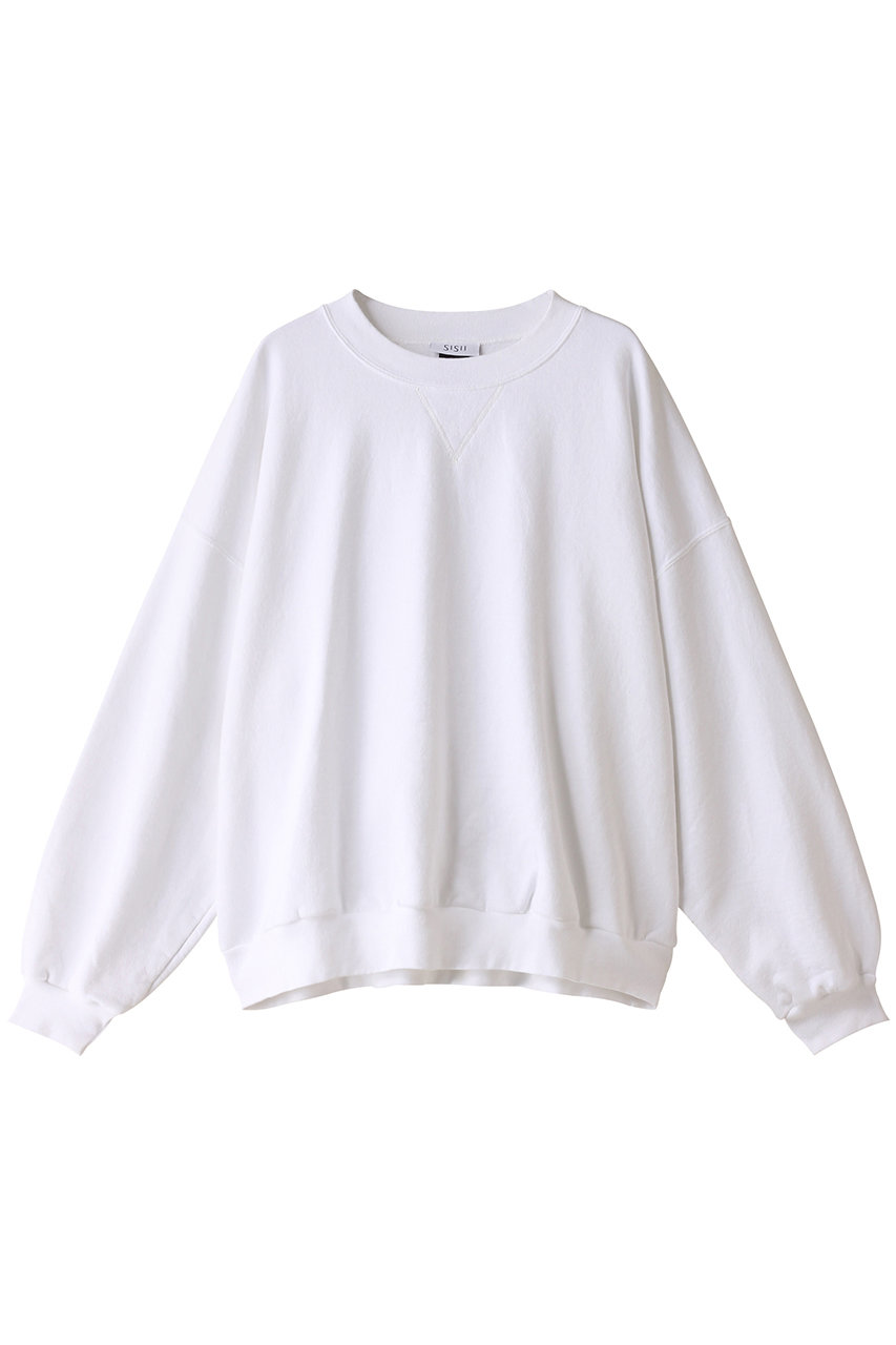 シシ/sisiiの【UNISEX】クロップド スウェット クルー(ホワイト/24335)