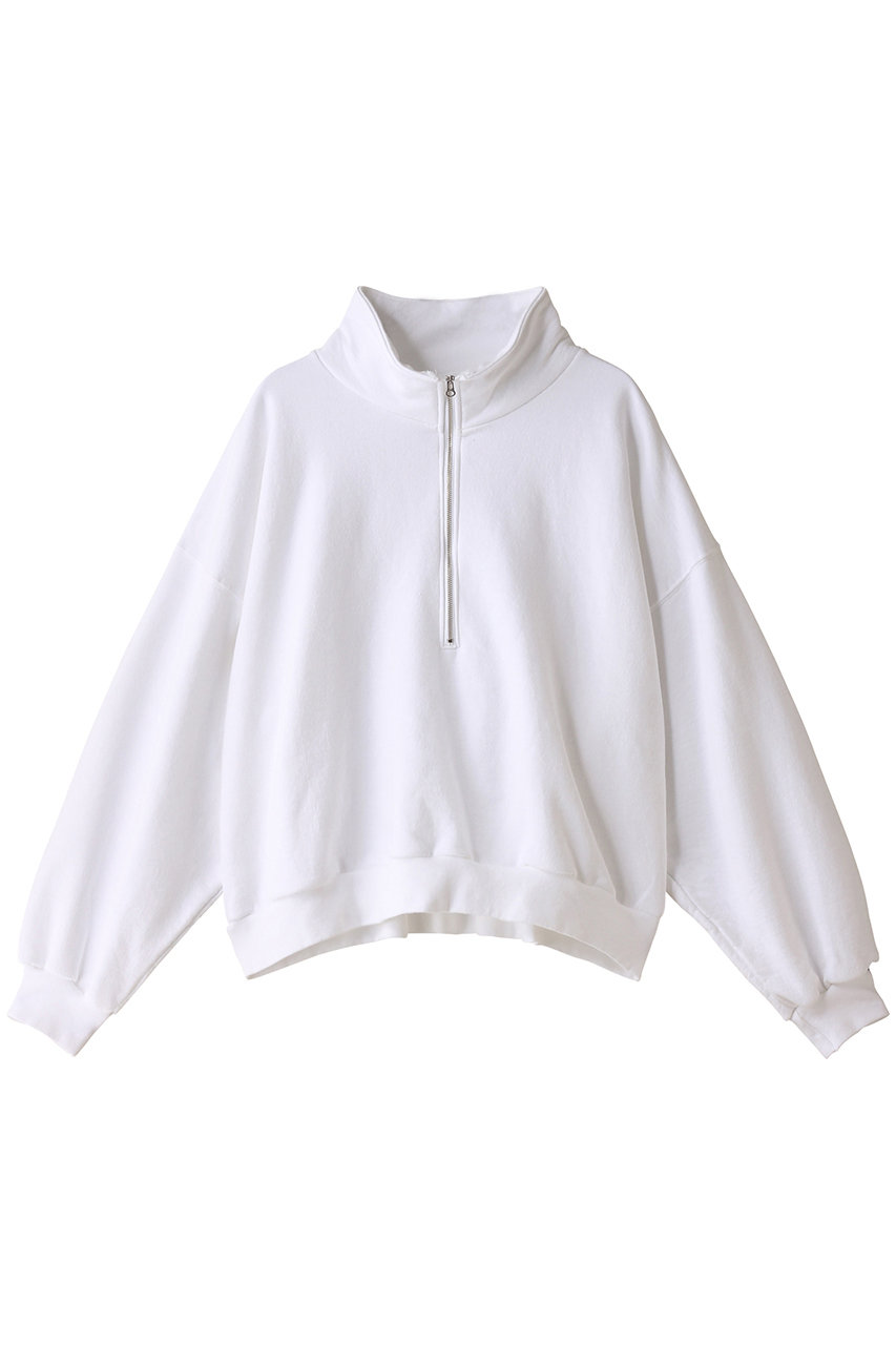 シシ/sisiiの【UNISEX】クロップド ハーフジップ ハイネック スウェット(ホワイト/24336)