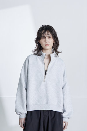 シシ/sisiiの【UNISEX】クロップド ハーフジップ ハイネック スウェット