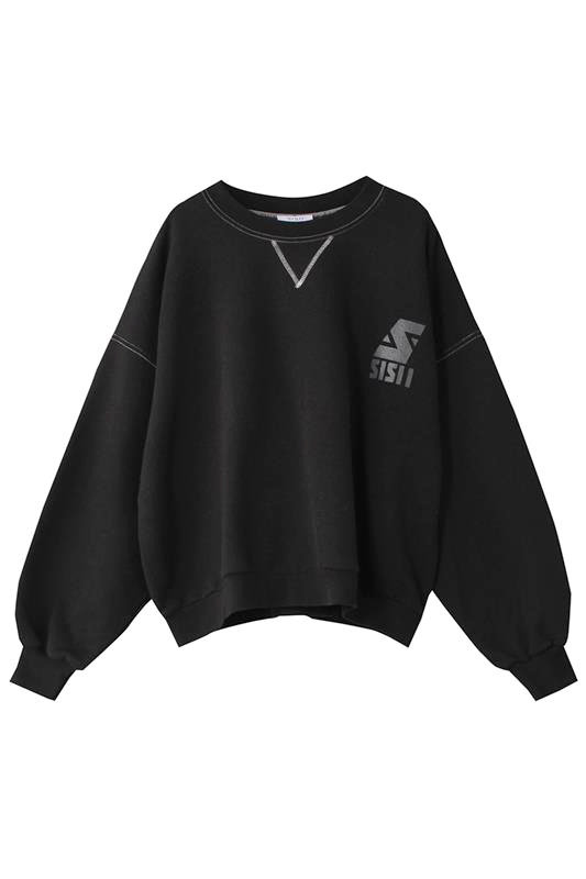 シシ/sisiiの【UNISEX】【ELLESHOP限定】【sisii×HESTRADA Gee-Wiz】CROPPED P クルーネックスウェット(ブラック/24335P)