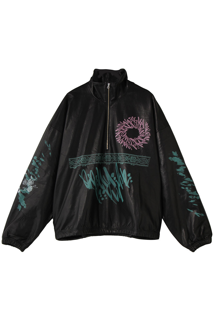 シシ/sisiiのPRINT CROPPED ハーフジップ(ブラック/プリント2/224-OL YSA)