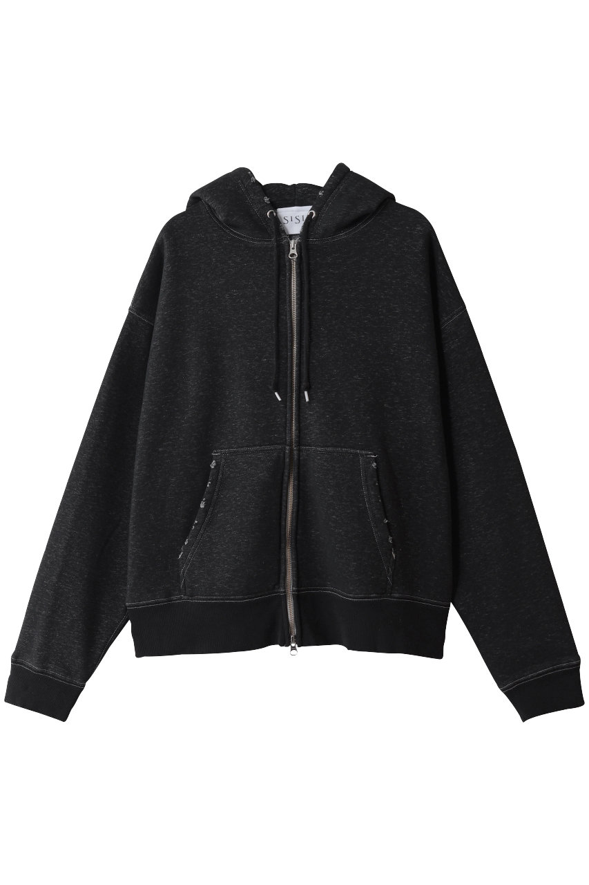 sisii ダブルジップアップフーディー (ブラック, One Size) シシ ELLE SHOP