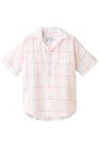 ROSE イタリアンリネン ネオンピンクチェックショートスリーブシャツ