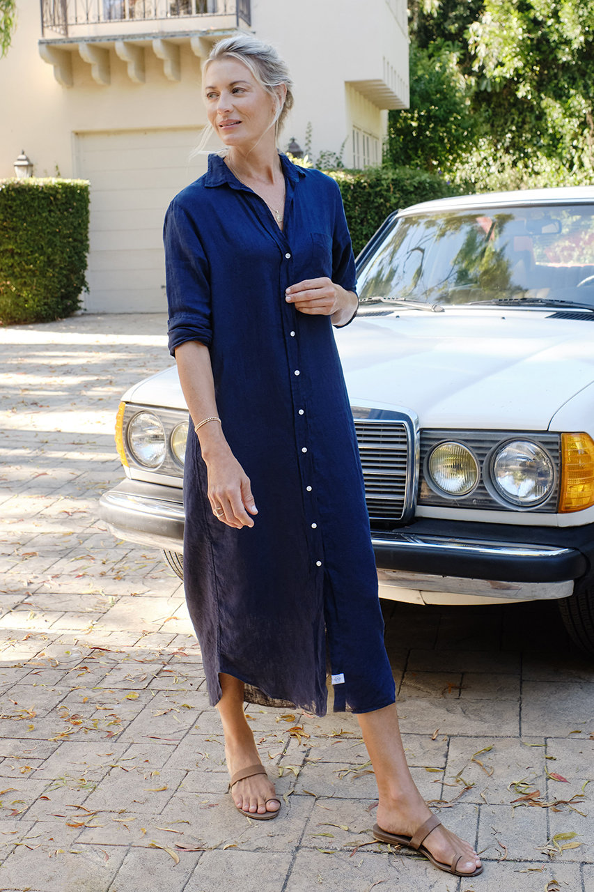 Frank Eileen フランク アイリーン Rory ネイビーリネン ロングシャツ ネイビー の通販 Elleshop エル ショップ