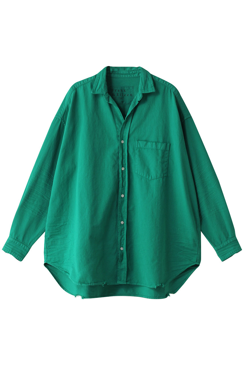 Frank＆Eileen SHIRLEY イタリアンコットン ボタンアップカラーシャツ (グリーン, XS) フランク＆アイリーン ELLE SHOP