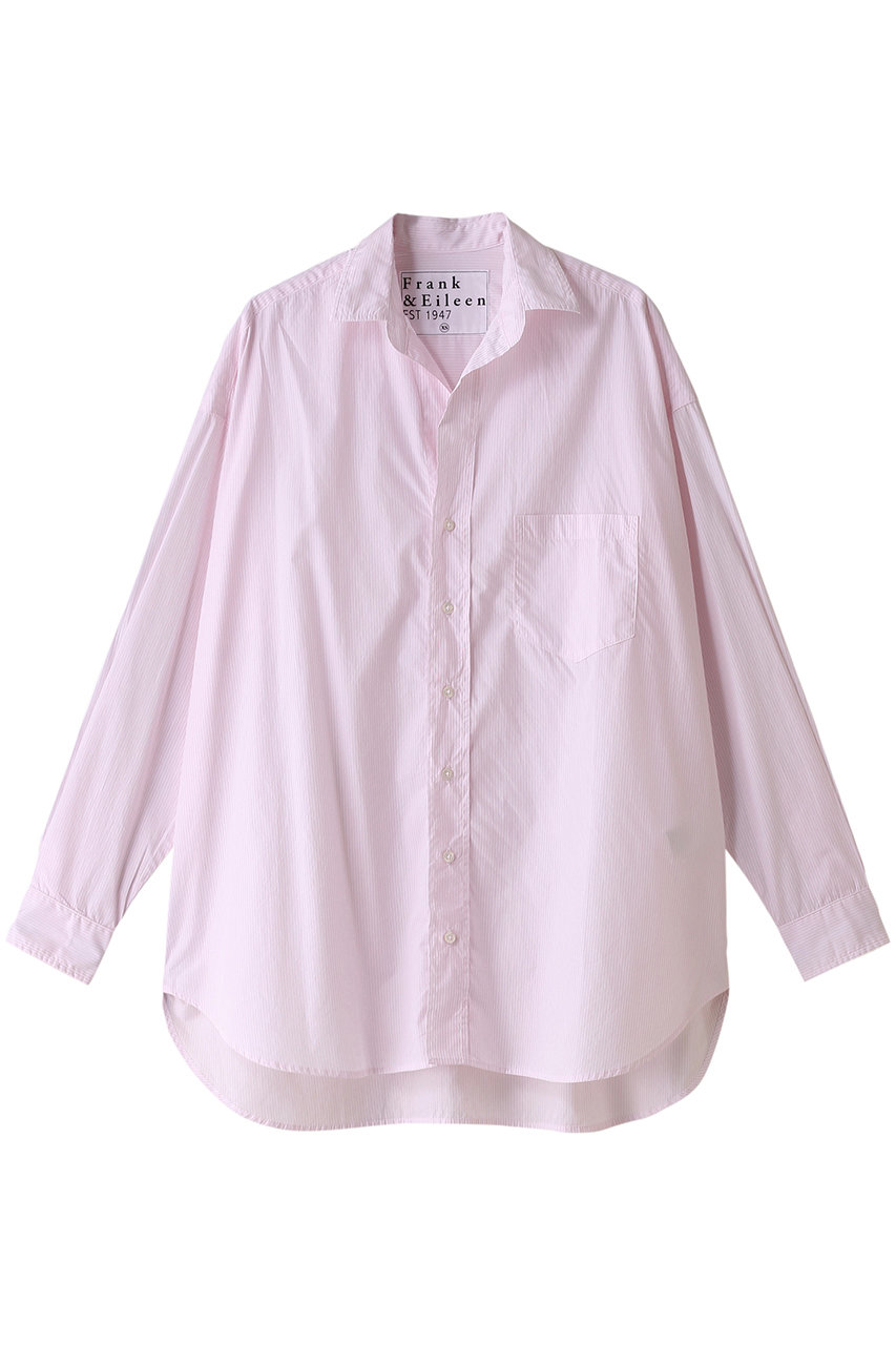 Frank＆Eileen SHIRLEY イタリアンコットン ピンストライプボタンアップシャツ (ピンク, XS) フランク＆アイリーン ELLE SHOP