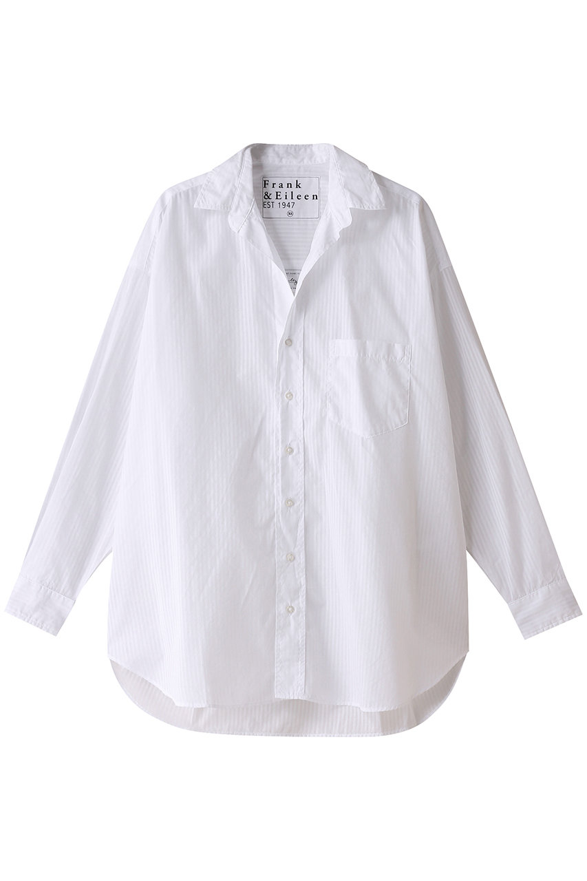 SHIRLEY イタリアンコットン ホワイトピンストライプボタンアップシャツ