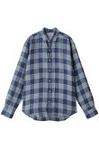 【MEN】FINBAR イタリアンリネン ネイビーチェックシャツ