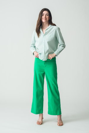 フランク＆アイリーン/Frank＆EileenのEILEEN イタリアンコットン グリーンストライプシャツ(110400/110403)