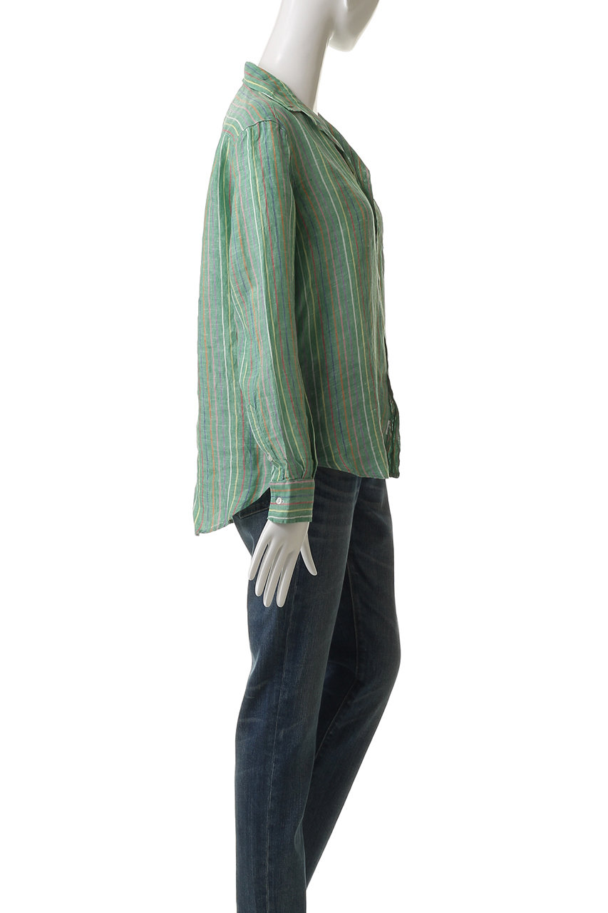 J5170 新品 フィナモレ マルチストライプシャツ グリーン系 15.5/39 Frank＆Eileen(フランク＆アイリーン)｜EILEEN イタリアンリネン