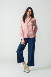 美品 フランクアンドアイリーン リネンシャツ XS 洗える ストライプ ブルー 美品 フランクアンドアイリーン リネンシャツ XS 洗える