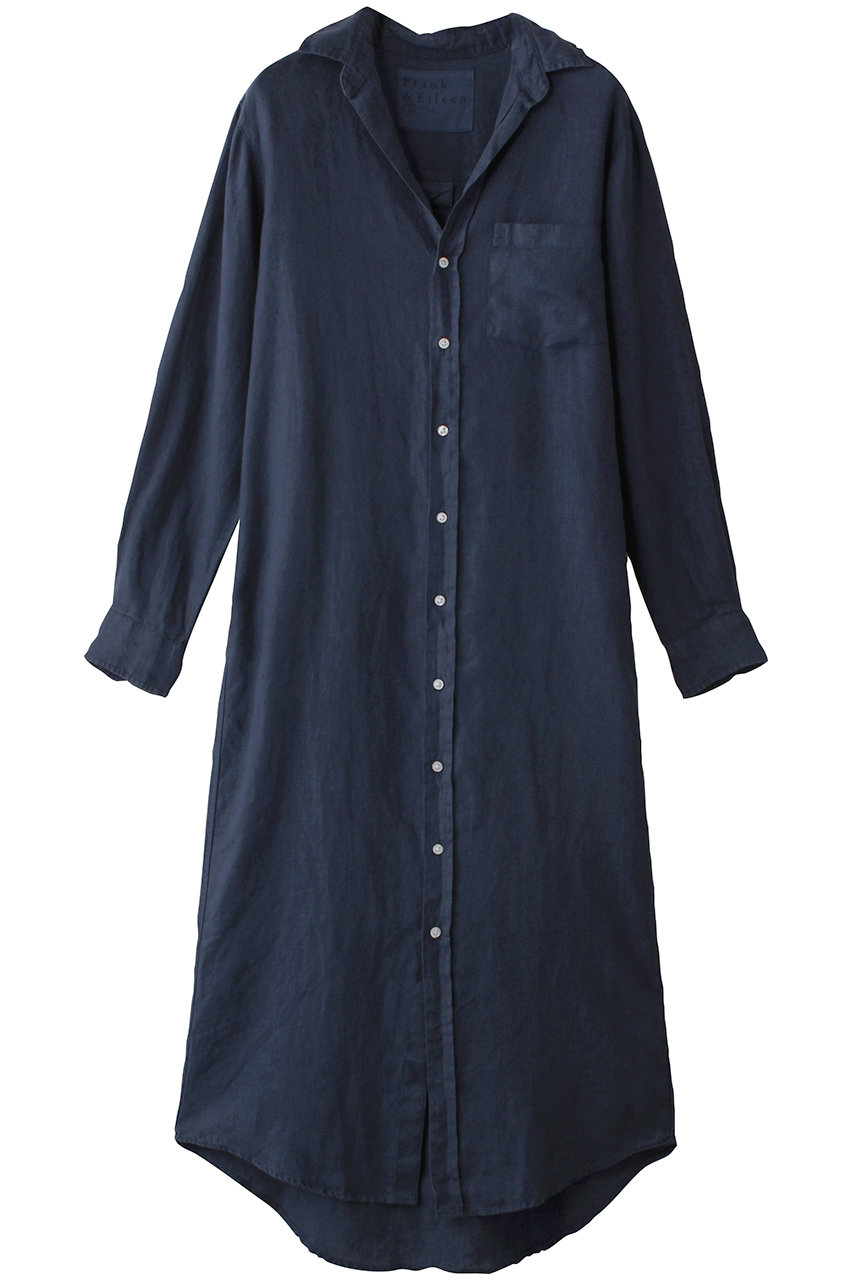 フランク＆アイリーン/Frank＆EileenのRORY ウォッシュドリネン ロングシャツ(ネイビー/4210700056)