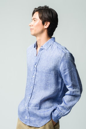 フランク＆アイリーン/Frank＆Eileenの【MEN】FINBAR イタリアンリネン ブルーシャツ(110400/110403)