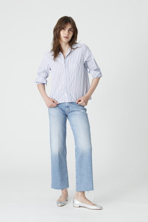 フランク＆アイリーン/Frank＆EileenのSILVIO イタリアンコットン ブルーストライプ シャツ(110400/110403)