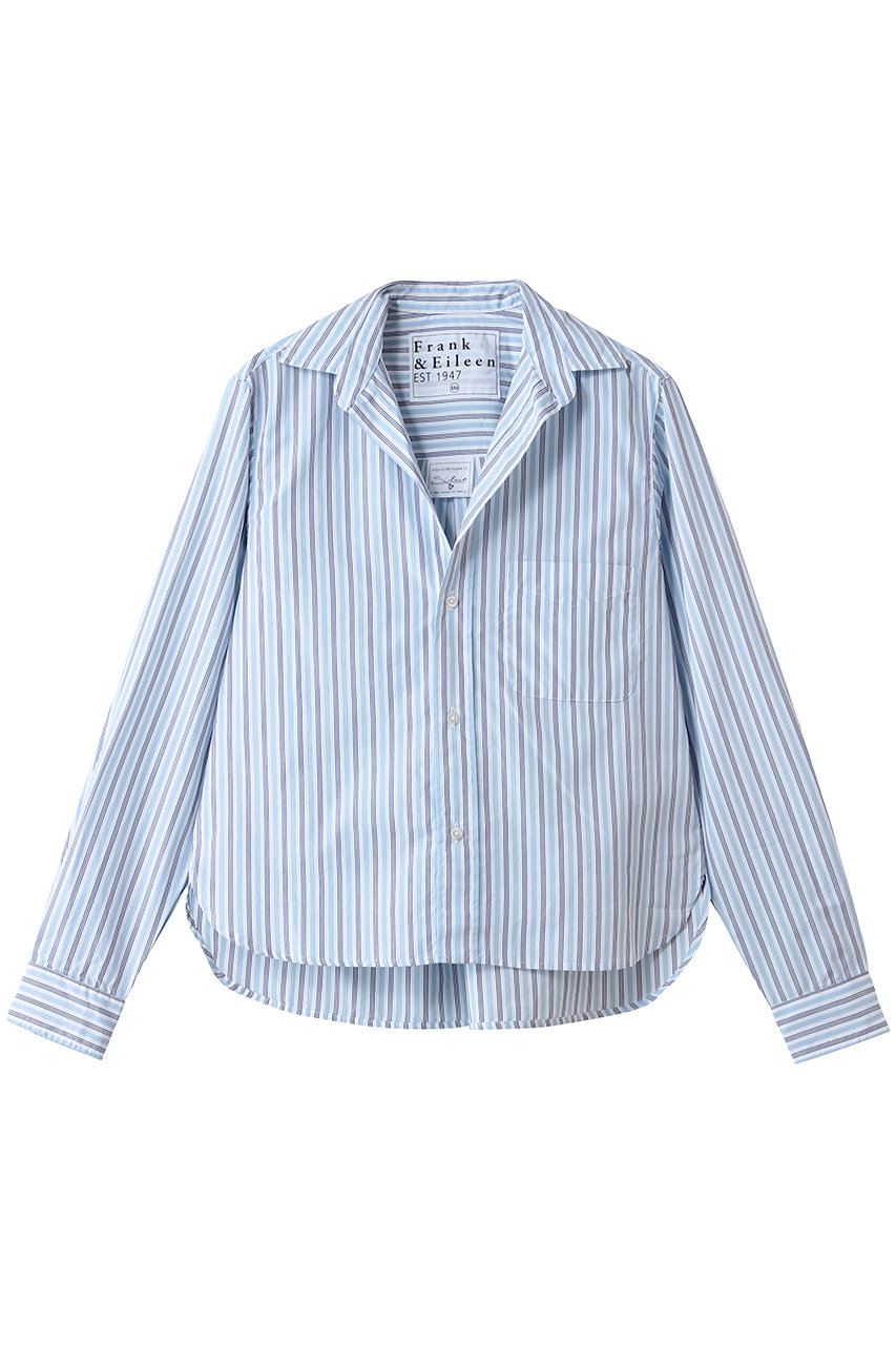Frank＆Eileen SILVIO イタリアンコットン ブルーストライプ シャツ (ブルー, S) フランク＆アイリーン ELLE SHOP