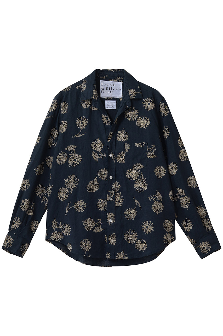フランク＆アイリーン/Frank＆EileenのEILEEN イタリアンリネン ブラックフラワー シャツ(ネイビー/4310700155)