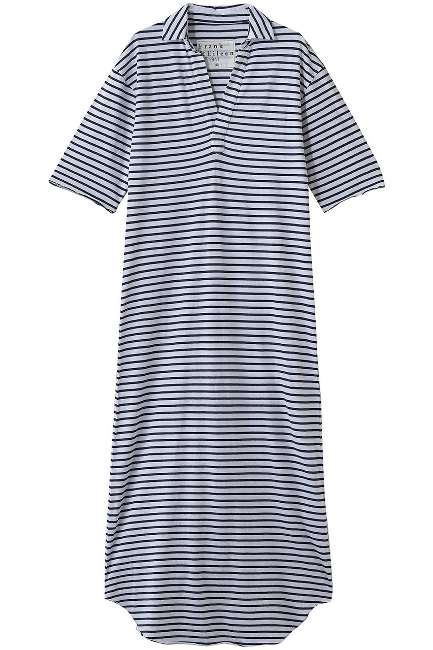 フランク＆アイリーン/Frank＆EileenのLAB VINTAGE JERSEY EMMA ボーダー マキシ ポロワンピース(ホワイトネイビー/4310300223)