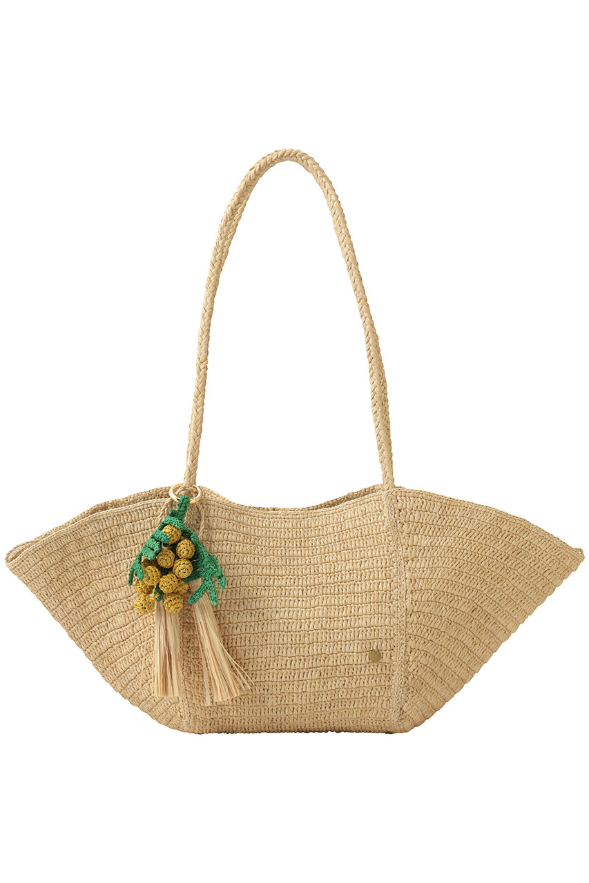 メゾン・エヌ・アッシュ・パリ/MAISON N.H PARISのCROISSANT チャーム付きカゴバッグ(ナチュラル×ミモザ/KL1R04B293ACF)