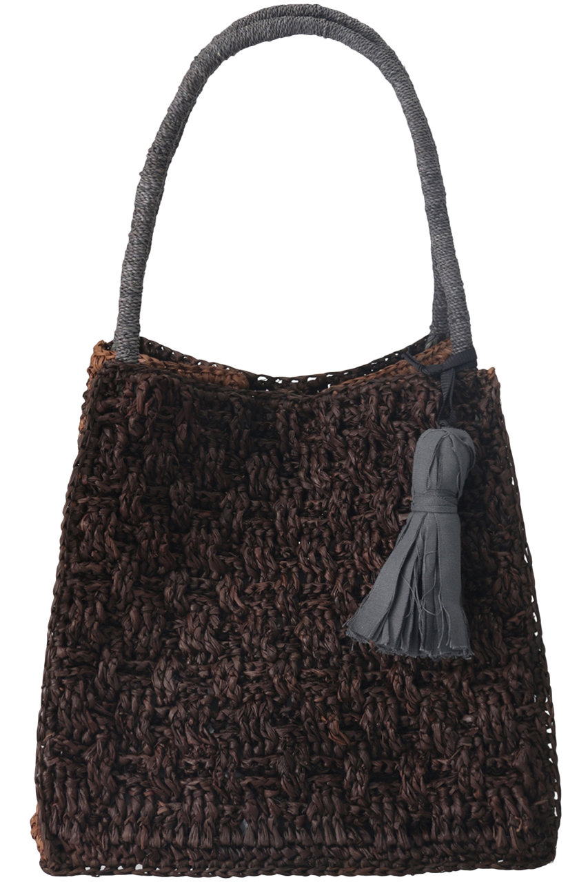 SALE 【50%OFF】 MAISON N.H PARIS メゾン・エヌ・アッシュ・パリ ZOE ラフィアトートバッグ ダークブラン