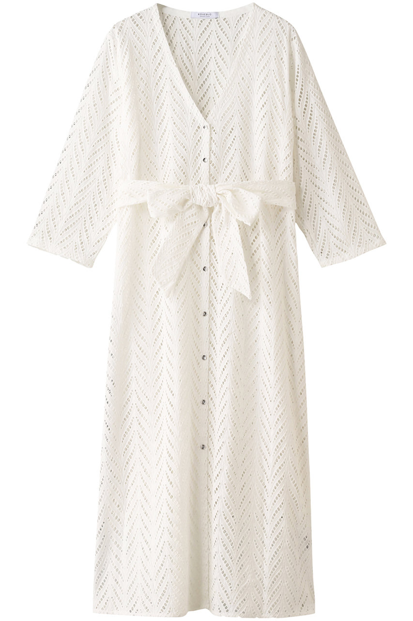 Rose Bud 透かし柄レースガウン ホワイト の通販 Elleshop エル