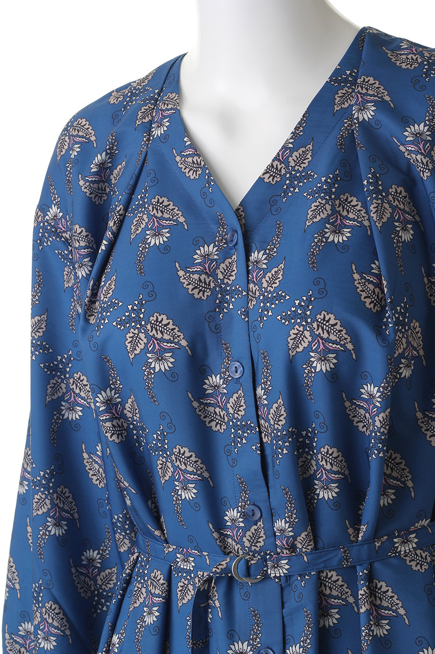 Rose Bud ローズバッド 前開きロングワンピース ブルー の通販 Elleshop エル ショップ