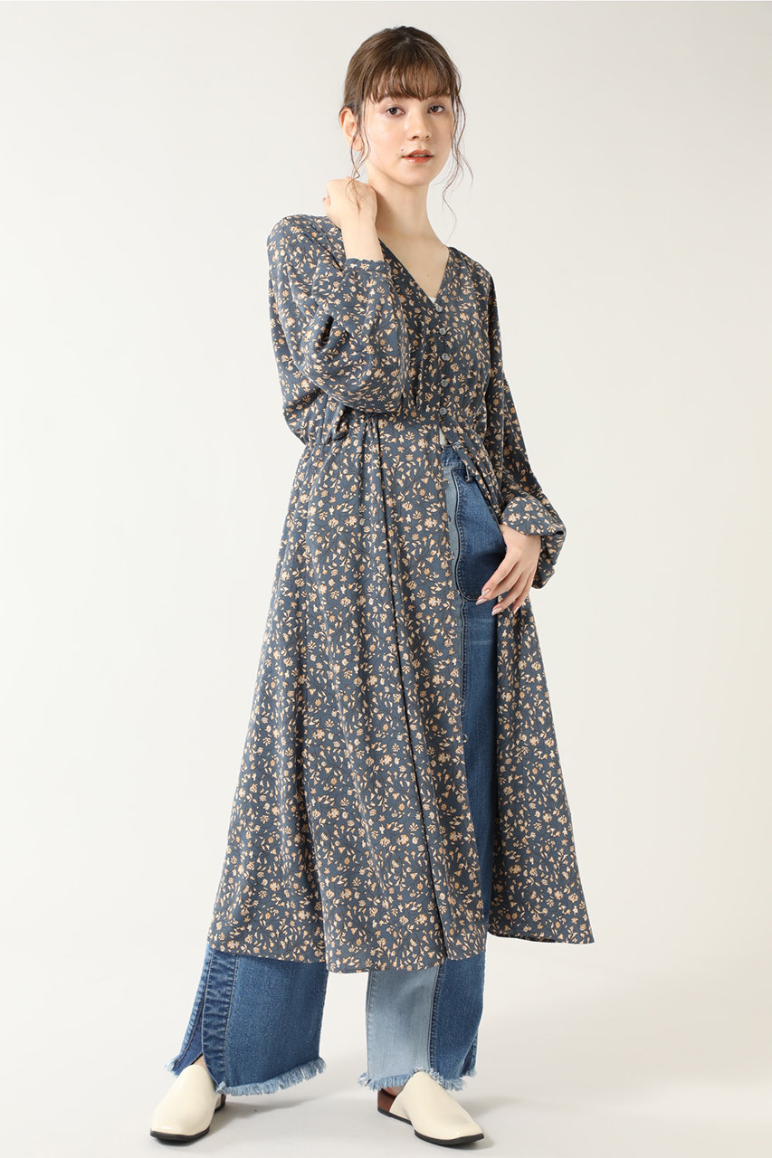 Rose Bud ローズバッド 予約販売 Vネック前開きワンピース ブルー の通販 Elleshop エル ショップ