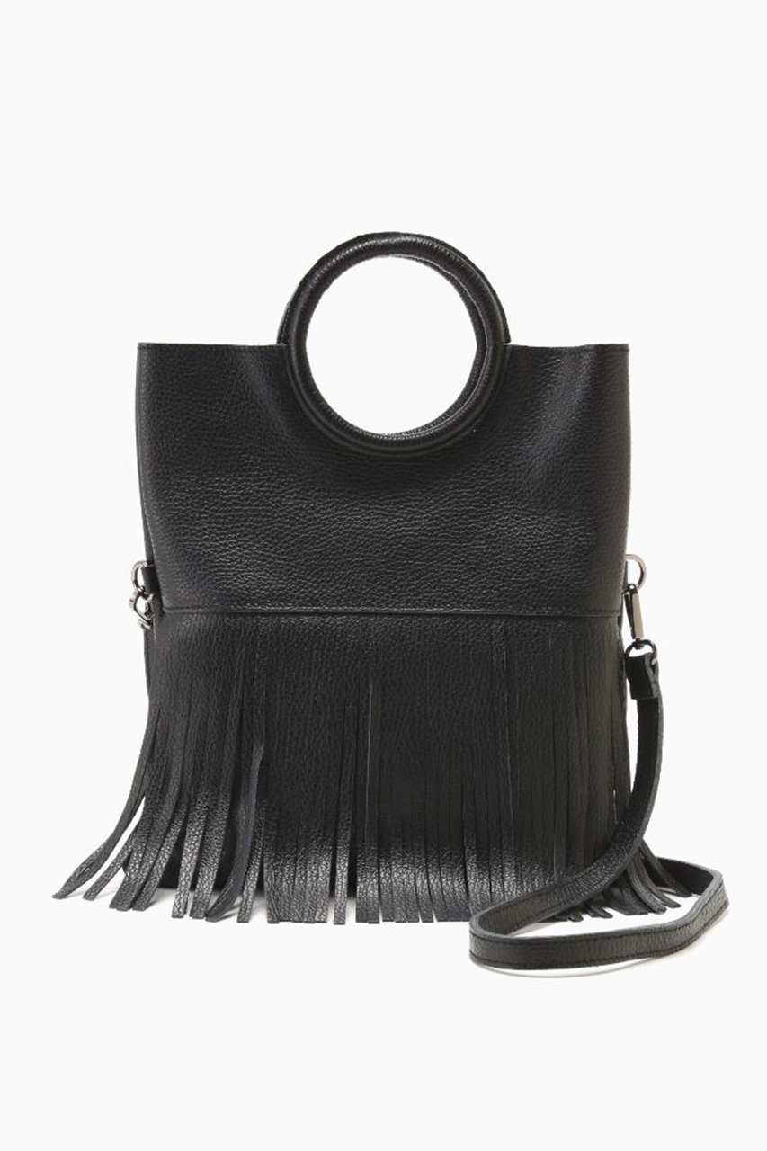 Rose Bud ローズバッド サークルハンドルフリンジショルダーバッグ ブラック の通販 Elleshop エル ショップ