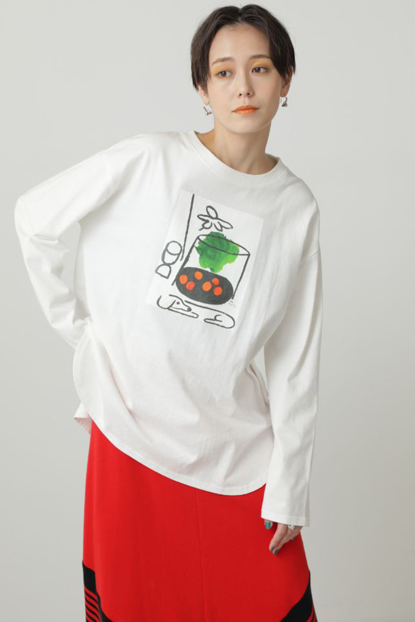 ROSE BUD ローズバッド Paul RandグラフィックロングTシャツ ホワイト