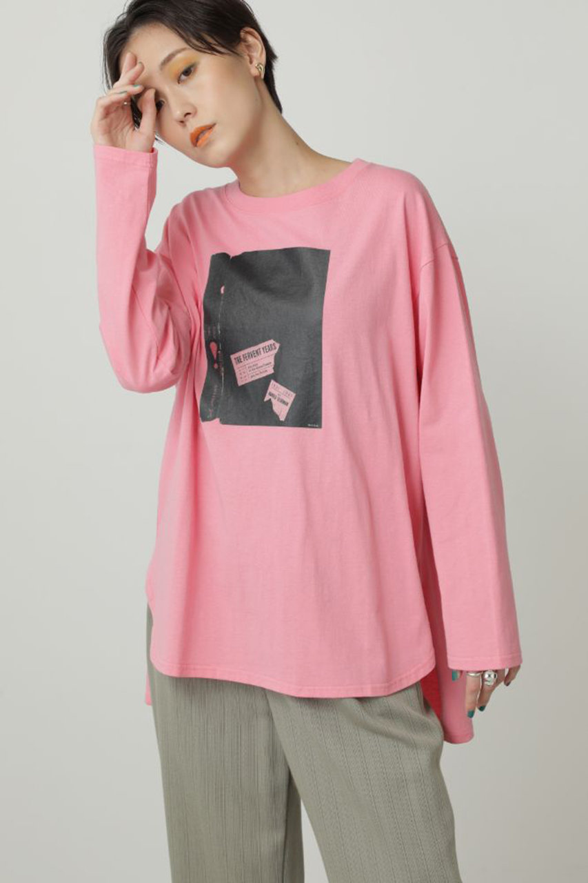 ROSE BUD ローズバッド Paul RandグラフィックロングTシャツ ピンク