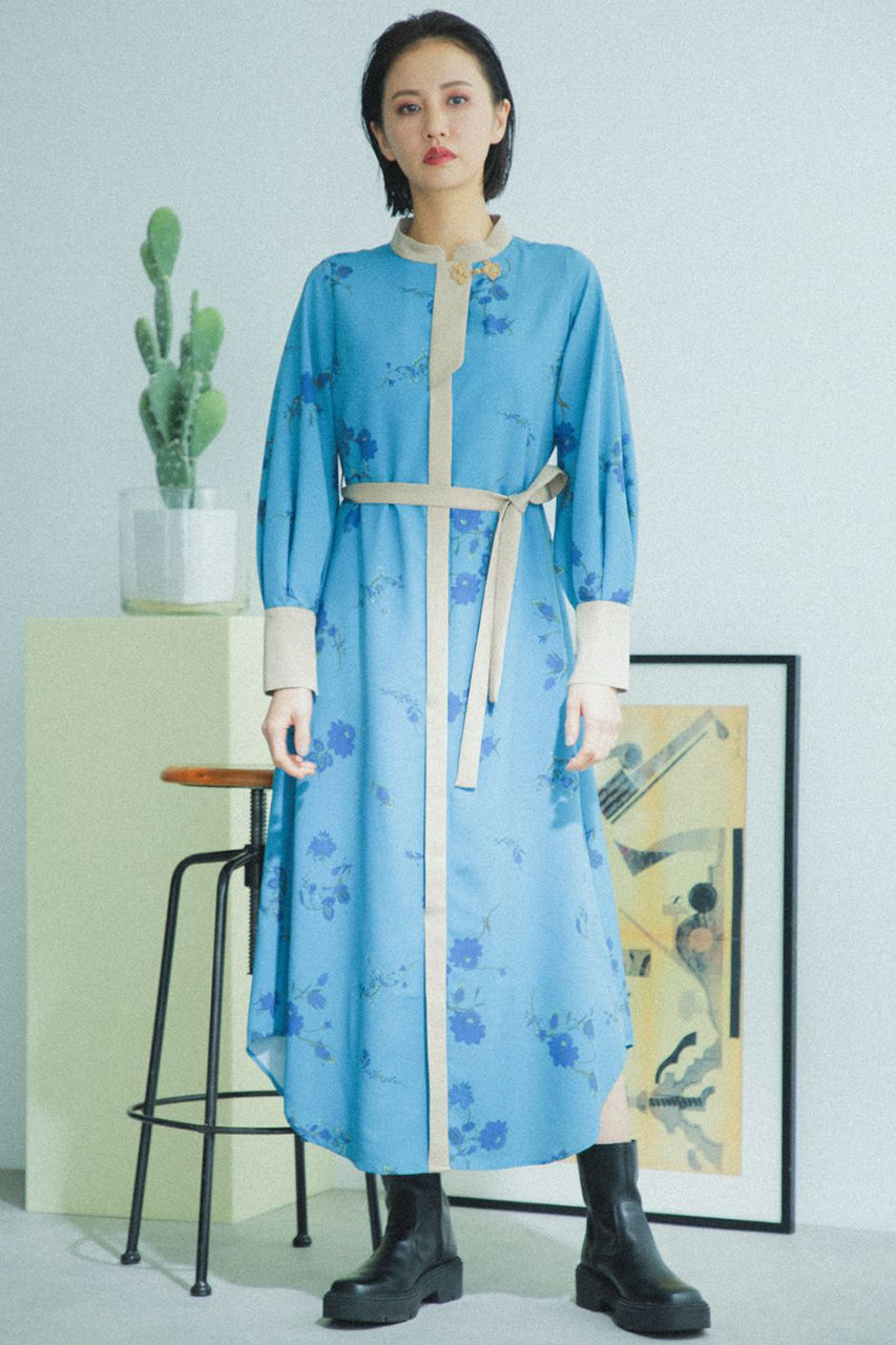 Rose Bud ローズバッド ビンテージフラワープリントワンピース ブルー の通販 Elleshop エル ショップ