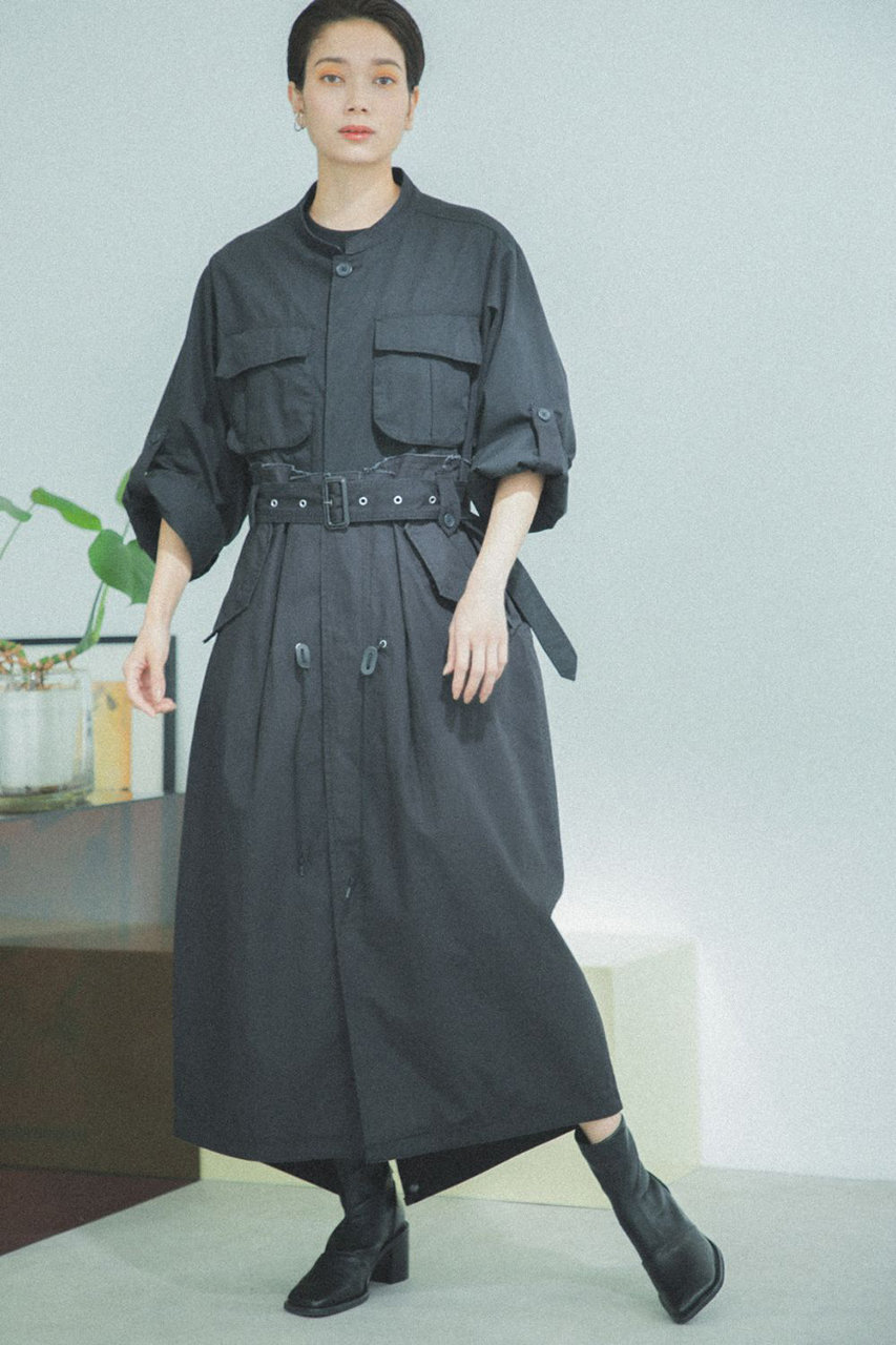 ROSE BUD ローズバッド 【予約販売】ミリタリーコートドレス ブラック