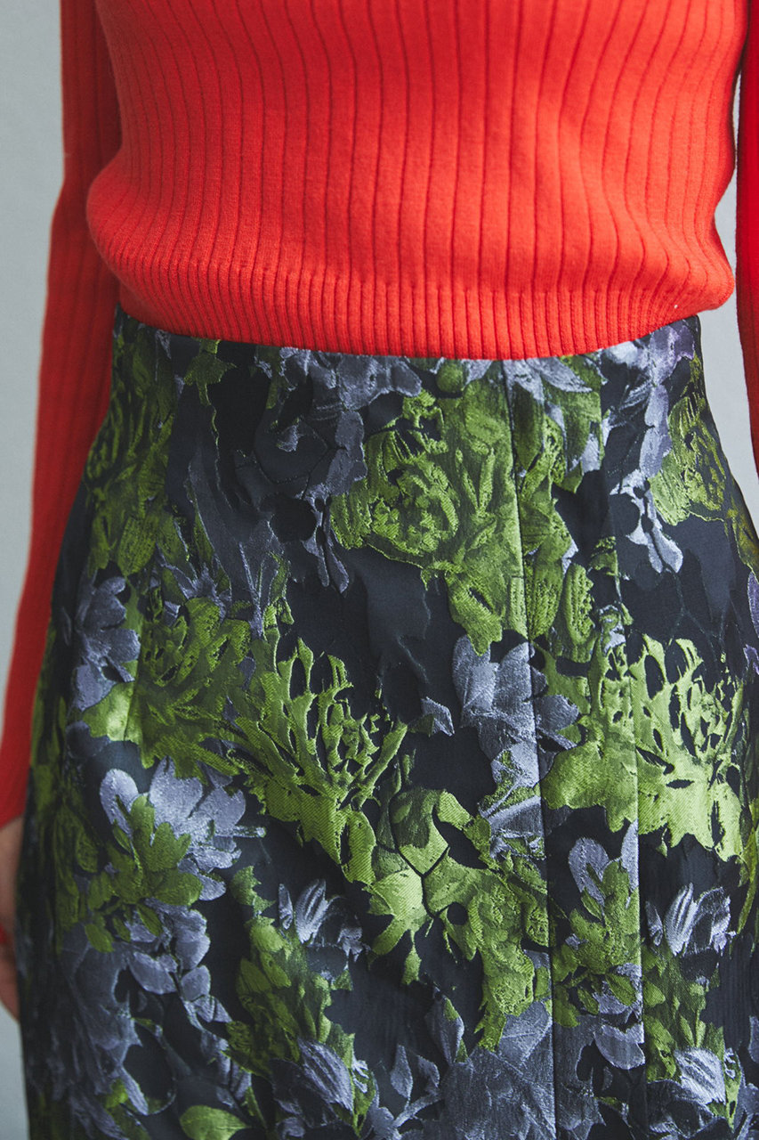 ROSE BUD(ローズバッド)｜花柄ジャガードスカート/グリーン の通販 