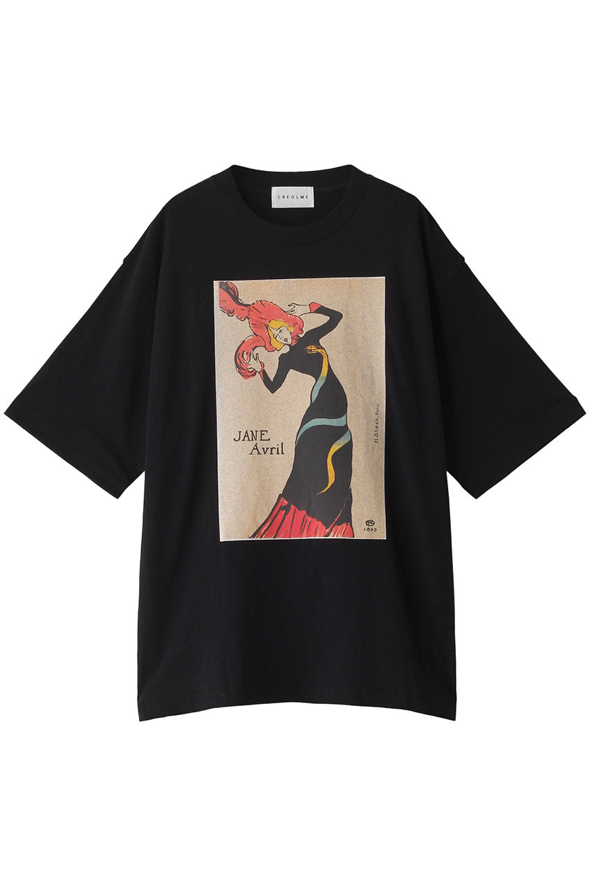 ROSE BUD 【CREOLME】アートグラフィックTシャツ (ブラック, F) ローズバッド ELLE SHOP