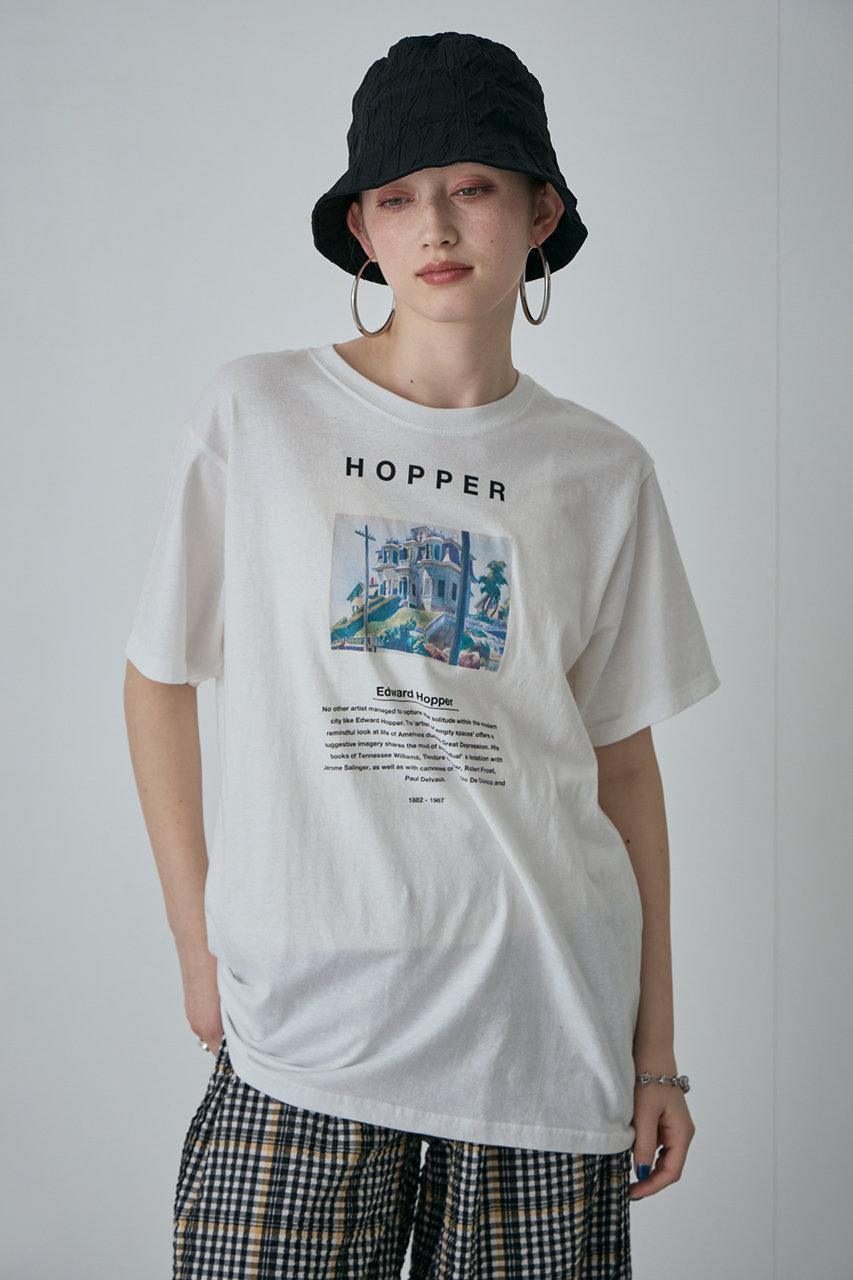 ROSE BUD Edward Hopper グラフィックTシャツ (ホワイト, F) ローズバッド ELLE SHOP