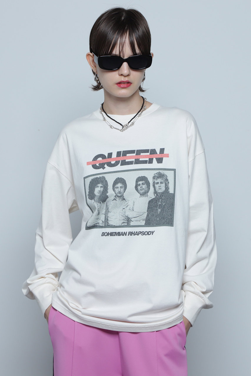 ローズバッド/ROSE BUDのQUEEN フォトプリントロングTシャツ(ホワイト/6004213203)