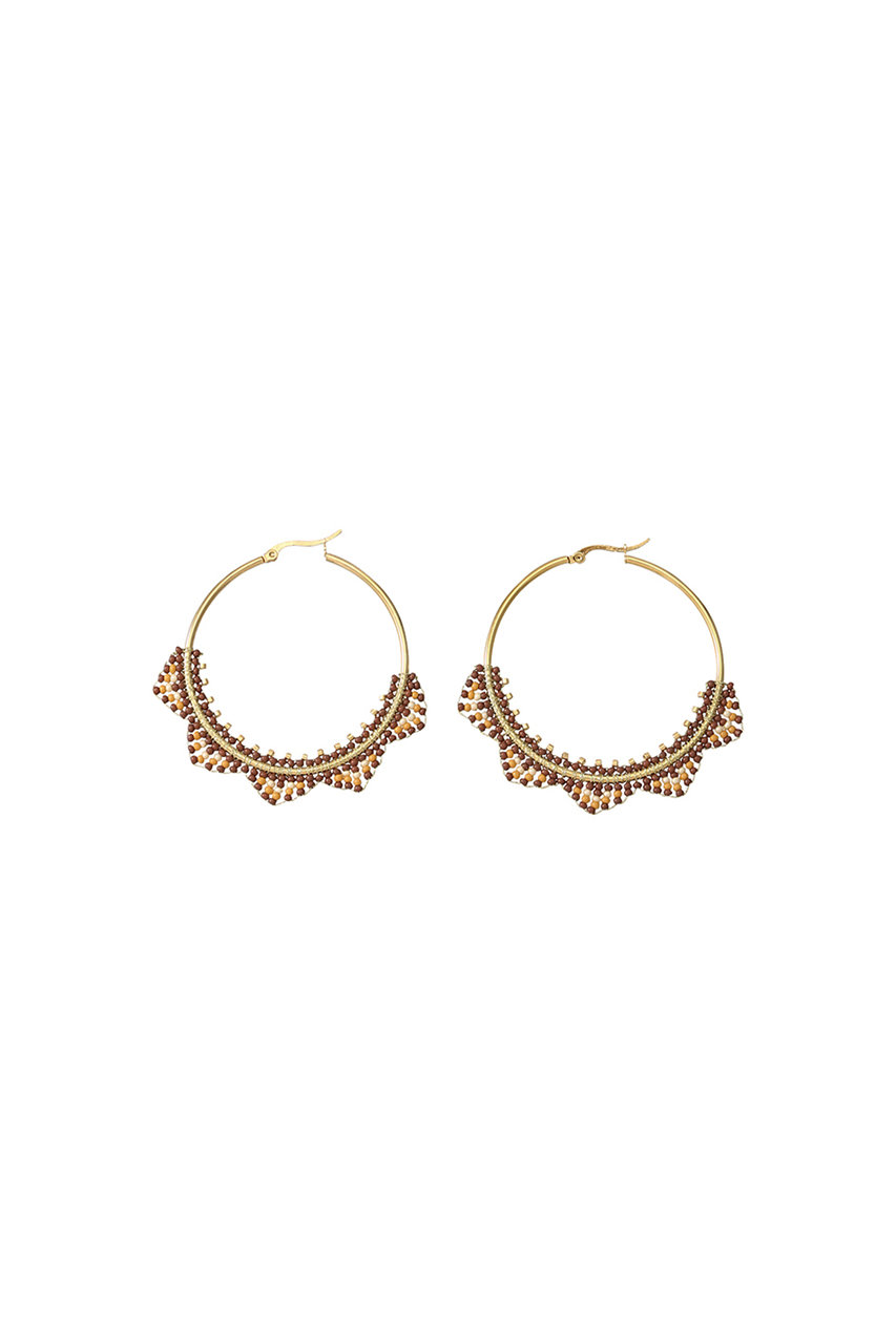 SALE 【40%OFF】 ROSE BUD ローズバッド 【8degrees】ビーズ付フープピアス ブラウン