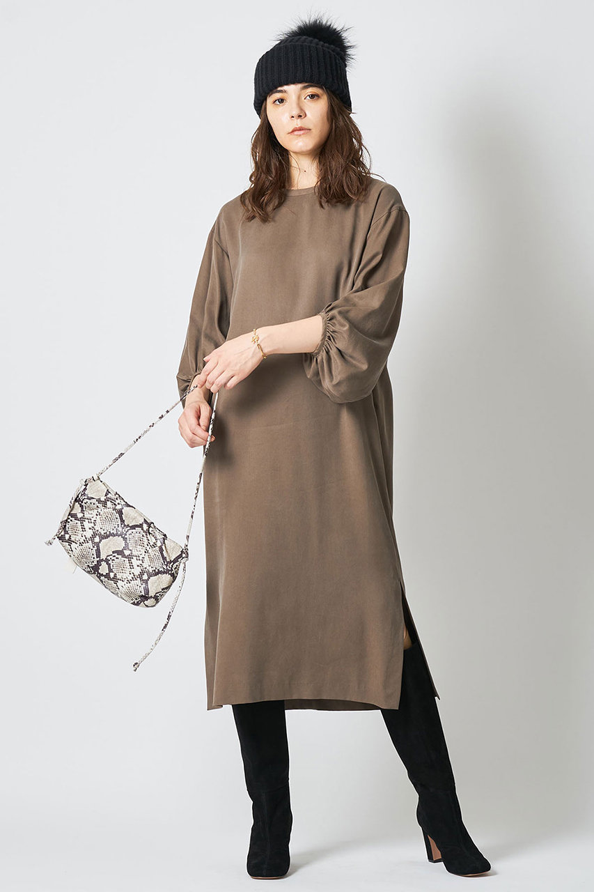 Whim Gazette テンセルツイルワンピース グレージュ の通販 Elleshop エル ショップ