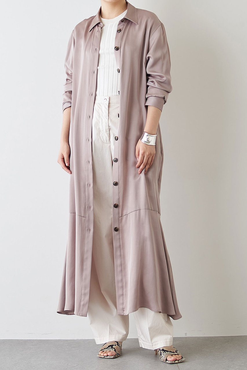 Whim Gazette ウィム ガゼット フレアシャツワンピース グレージュ の通販 Elleshop エル ショップ