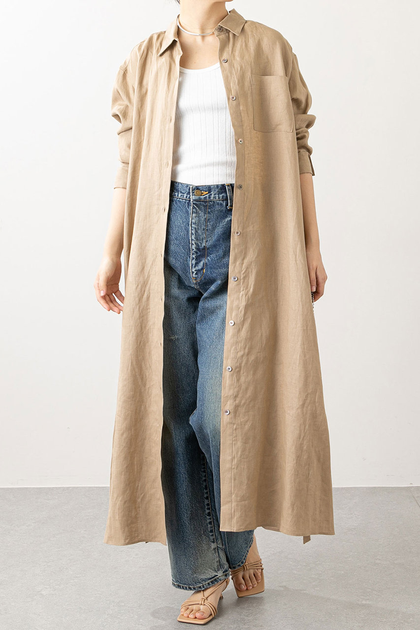Whim Gazette ウィム ガゼット リネンシャツドレス ベージュ の通販 Elleshop エル ショップ