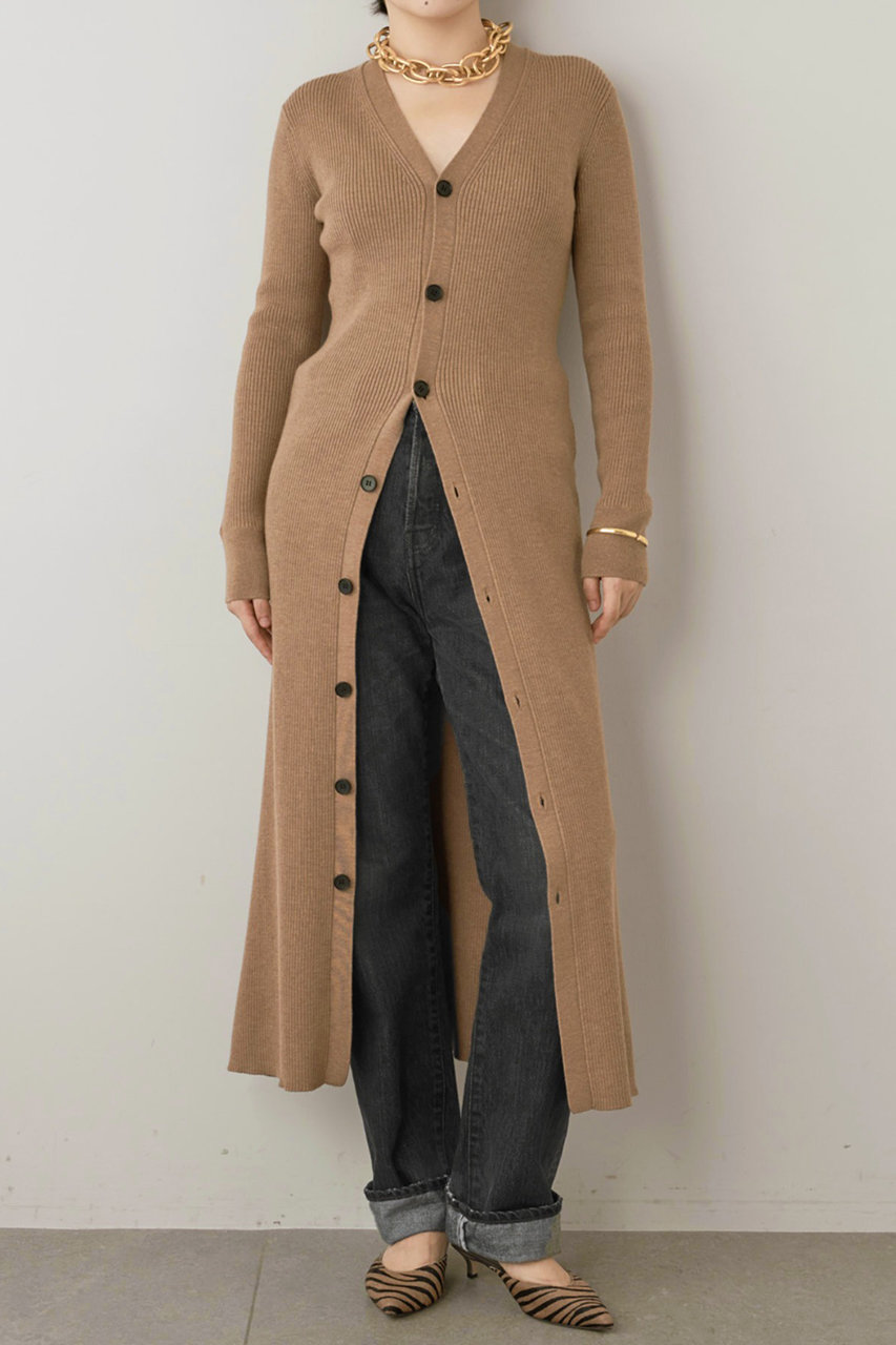 Whim Gazette ウィム ガゼット ニットカーディガンワンピース キャメル の通販 Elleshop エル ショップ