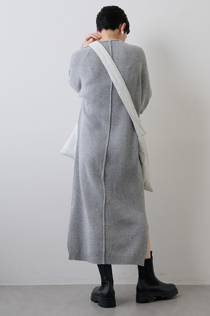 Whim Gazette ウィム ガゼット 畦ボトルネックニットワンピース ライトグレー の通販 Elleshop エル ショップ