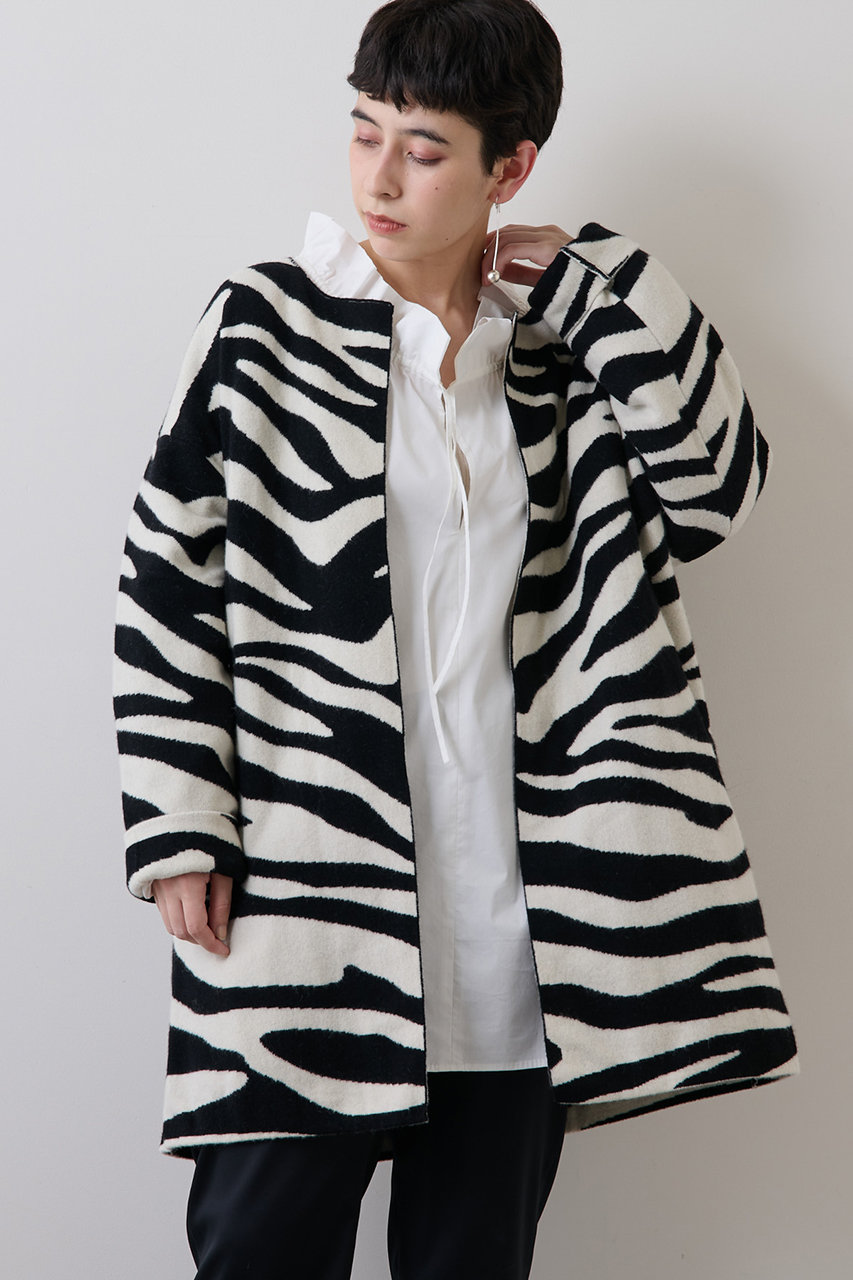 Whim Gazette ウィム ガゼット ZEBRAニットコート アイボリー