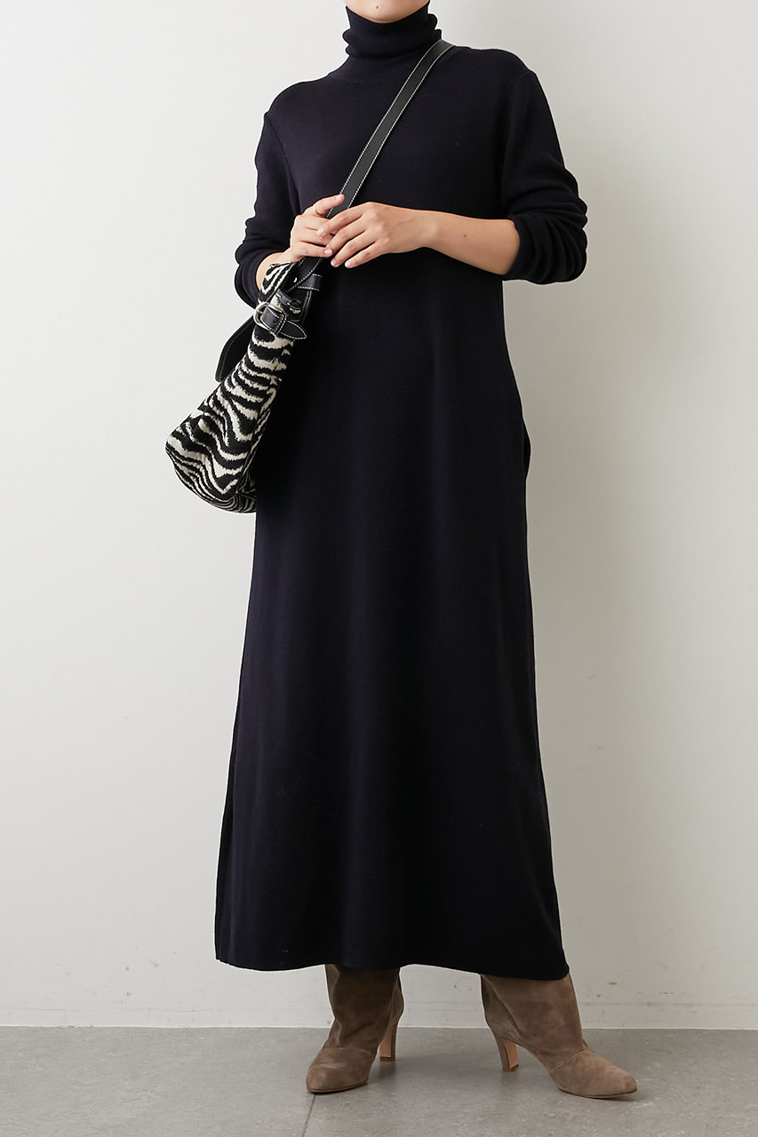 Whim Gazette ウィム ガゼット タートルネックニットワンピース ネイビー の通販 Elleshop エル ショップ