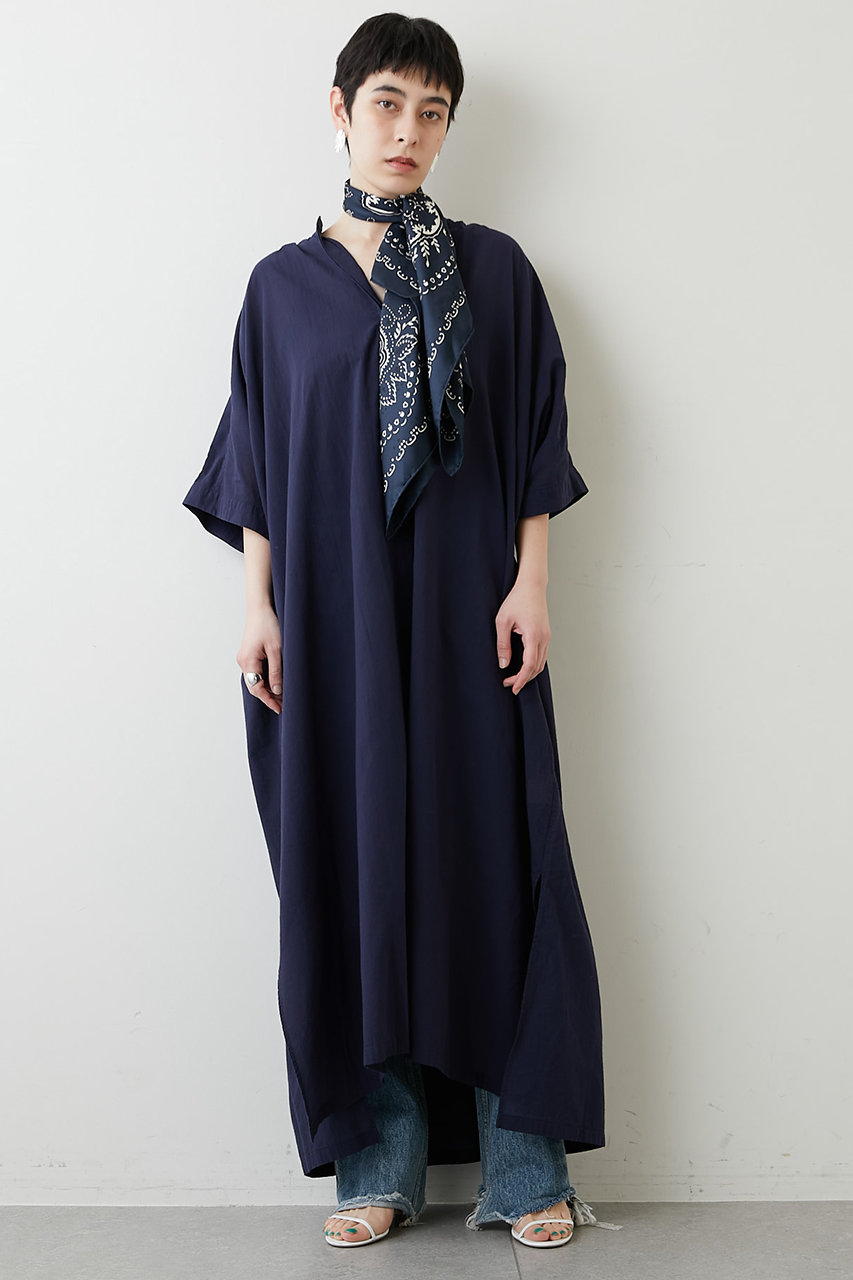 Whim Gazette ウィム ガゼット リラックスシャツワンピース ネイビー の通販 Elleshop エル ショップ