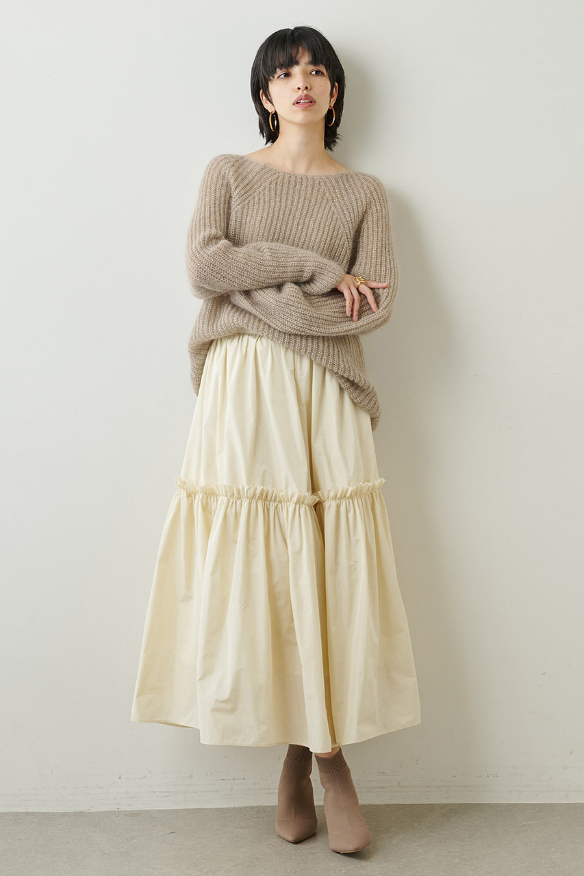 Whim Gazette(ウィム ガゼット)｜タフタティアードスカート/エクリュ の通販｜ELLESHOP・(エル・ショップ)