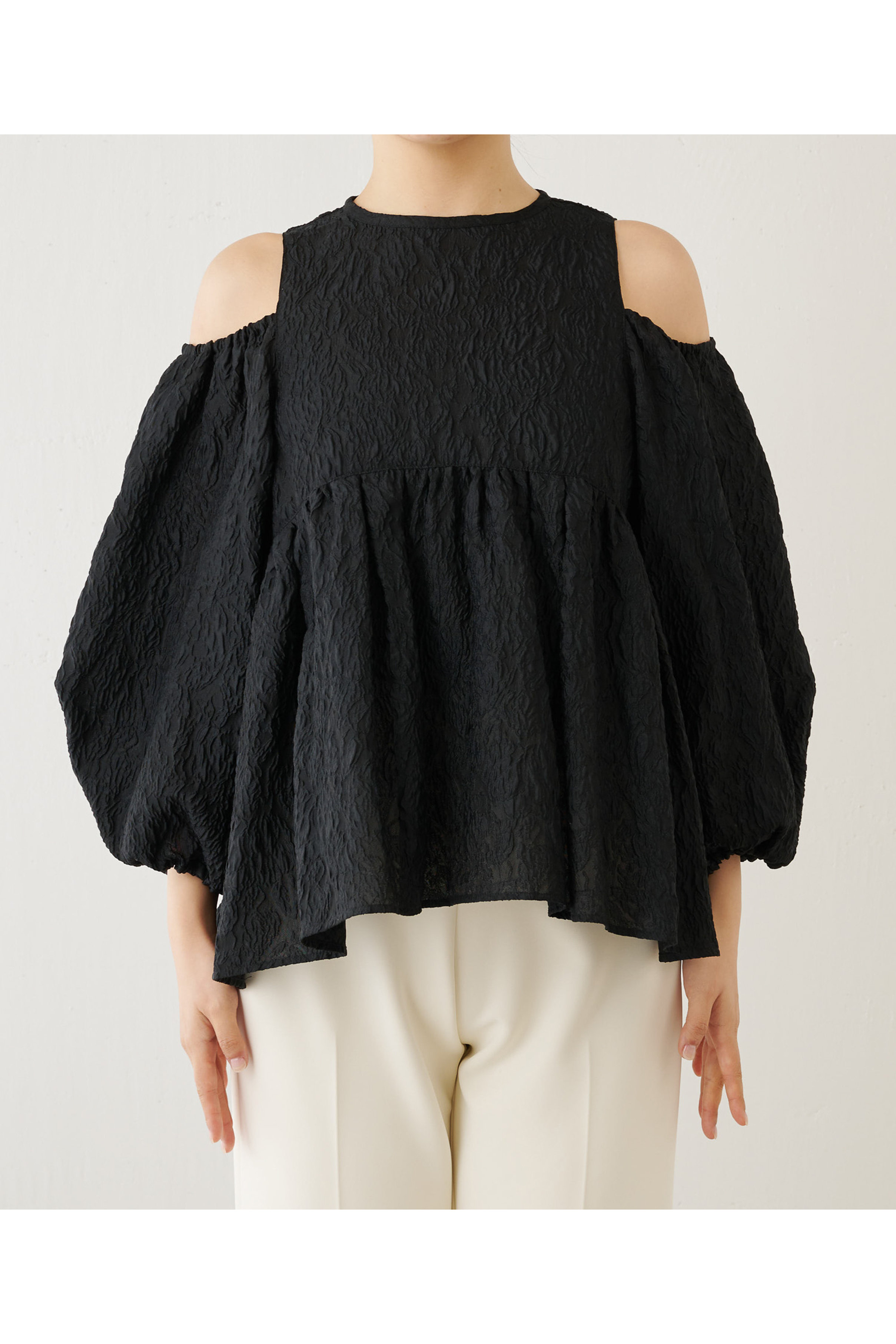 【THE PAUSE】ランダムジャガードパフブラウス