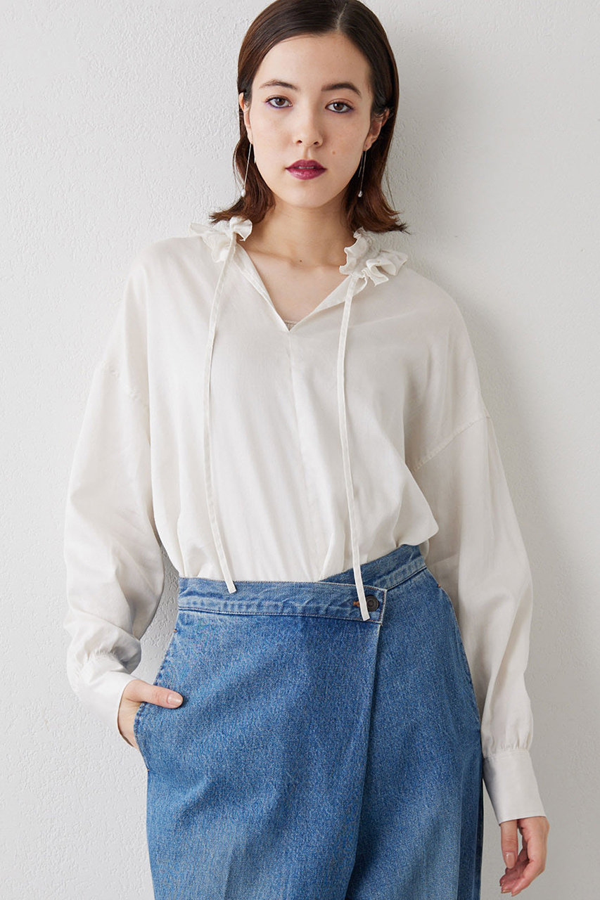 ＜ELLE SHOP＞ Whim Gazette ギャザーカラー2wayブラウス (エクリュ F) ウィム ガゼット ELLE SHOP