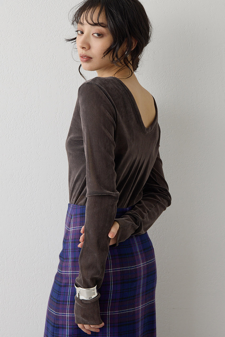 ウィム ガゼット/Whim Gazetteのフロッキーバックシャンカットソー(チャコールグレー/WGZ1041106A0012)