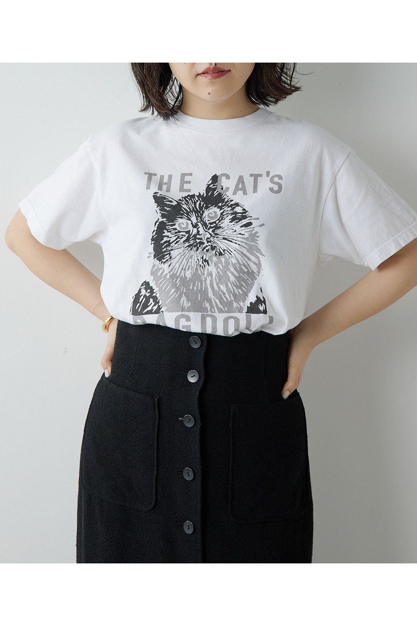 Whim Gazette CAT Tシャツ (オフホワイト, F) ウィム ガゼット ELLE SHOP